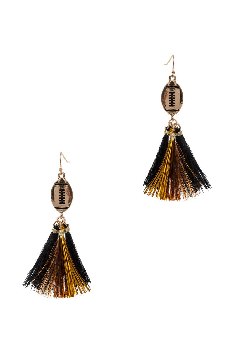 Designature New York - Wholesale Tassel Earrings - Game Day Football Shaped Tassel Hook Earrings4