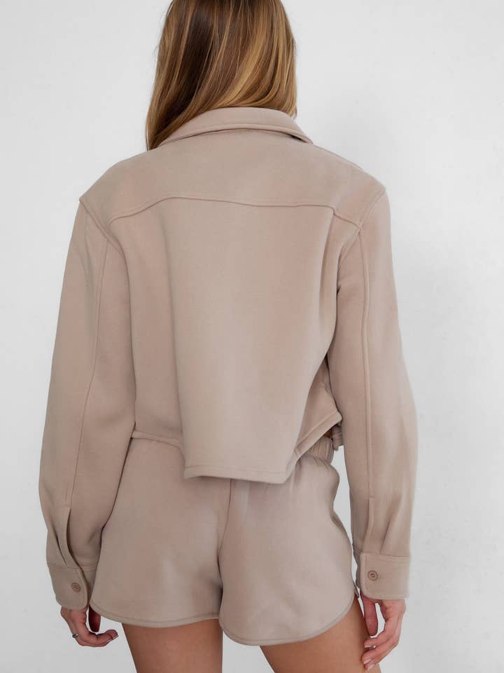 TICTOC - Wholesale Shirt Jacket/Shacket - Women's - JENNIE Plush Fleece Lounge Cropped Button Shirt Shacket5