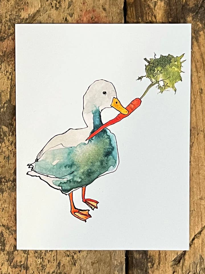 Duck Carrot Card for wholesale by Brienne Cosman Design