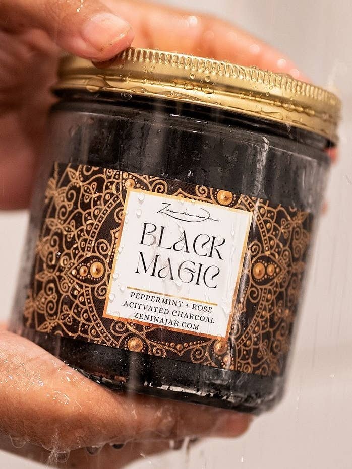 BLACK MAGIC (wholesale activated charcoal scrub) for wholesale by Zen in a Jar