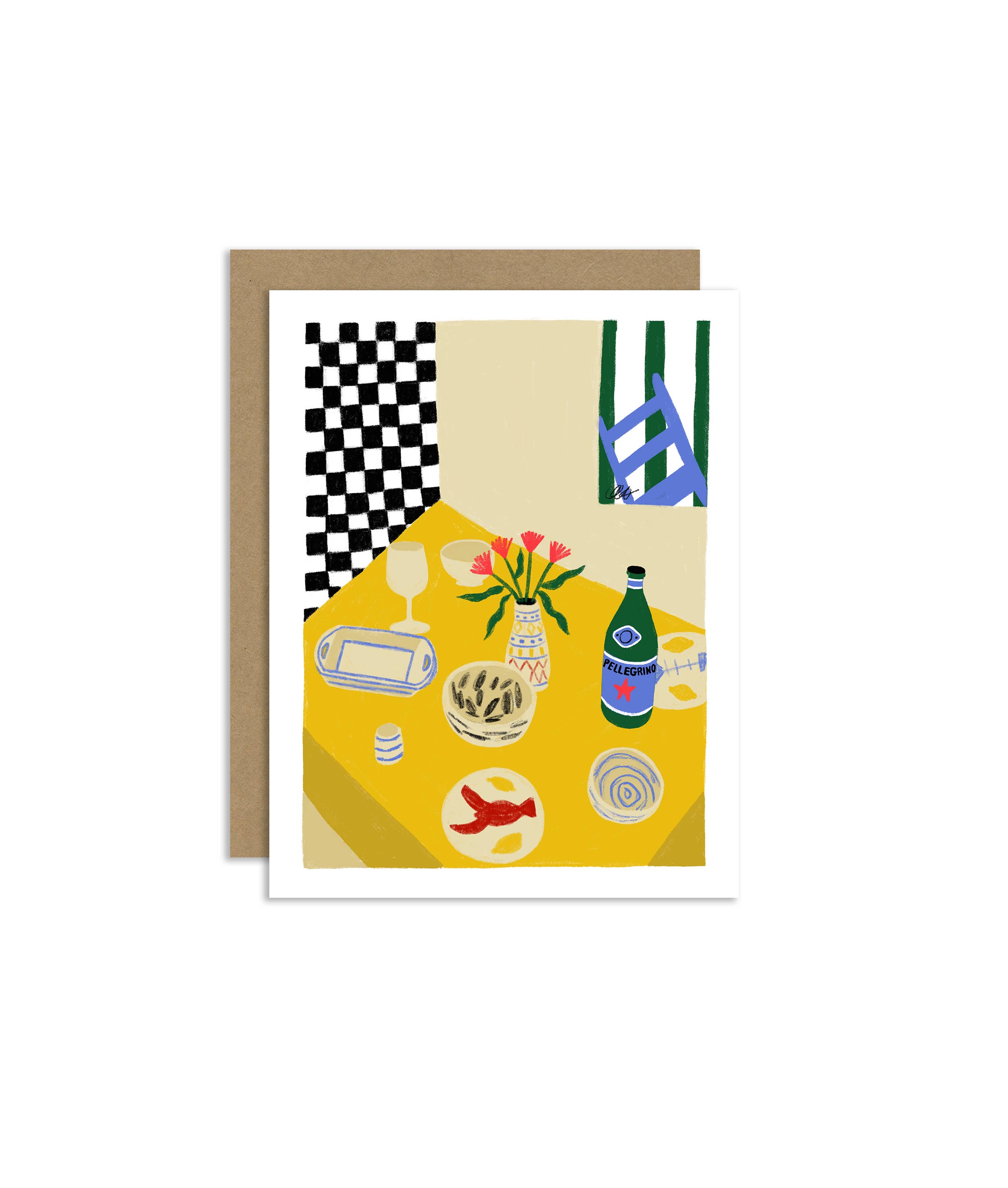 Allison Poplett - Wholesale Everyday Greeting Card - "Dining Table" Greeting Card/Art Card A2