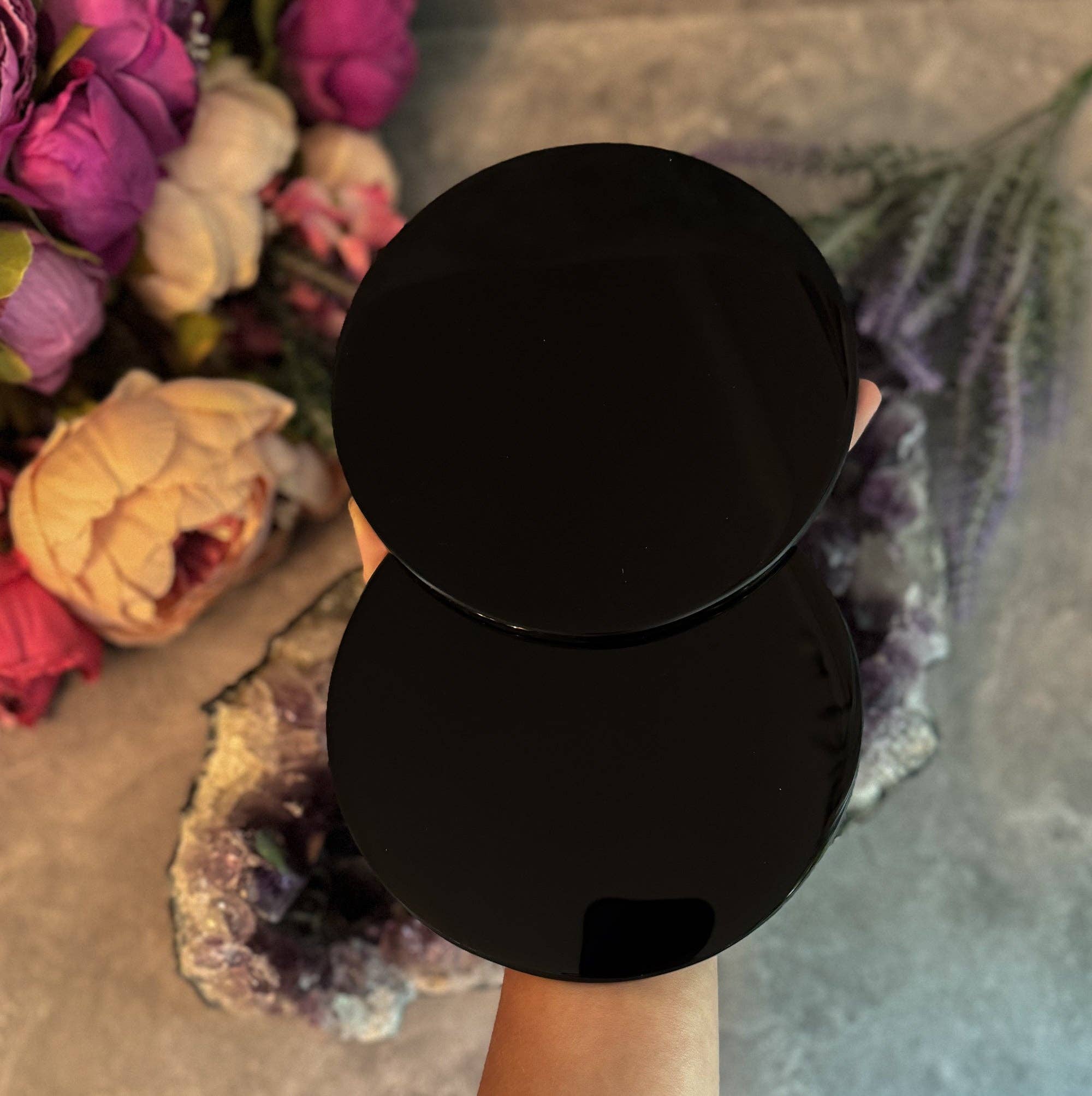 Mandala Gems - Wholesale Meditation Supplies - 5 3/4 Inch Black Obsidian Mirror, Crystal Scrying3