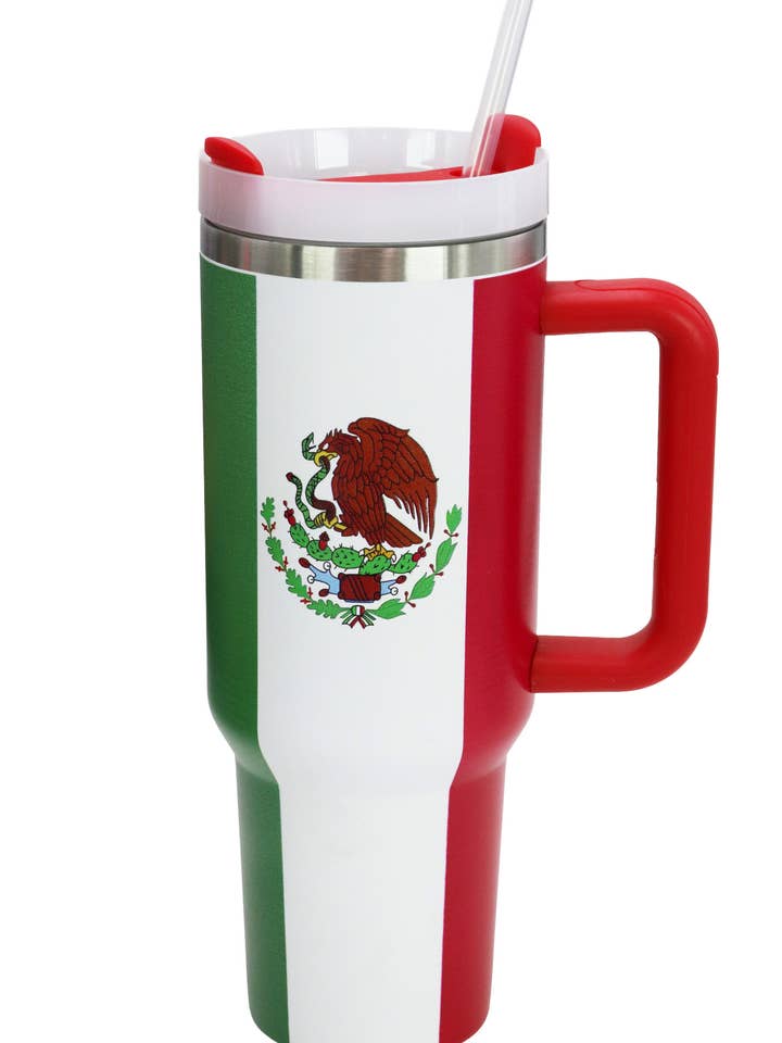 Mexicansk flag dobbeltvægget rustfrit stål tumbler for engroshandel hos Cap Zone