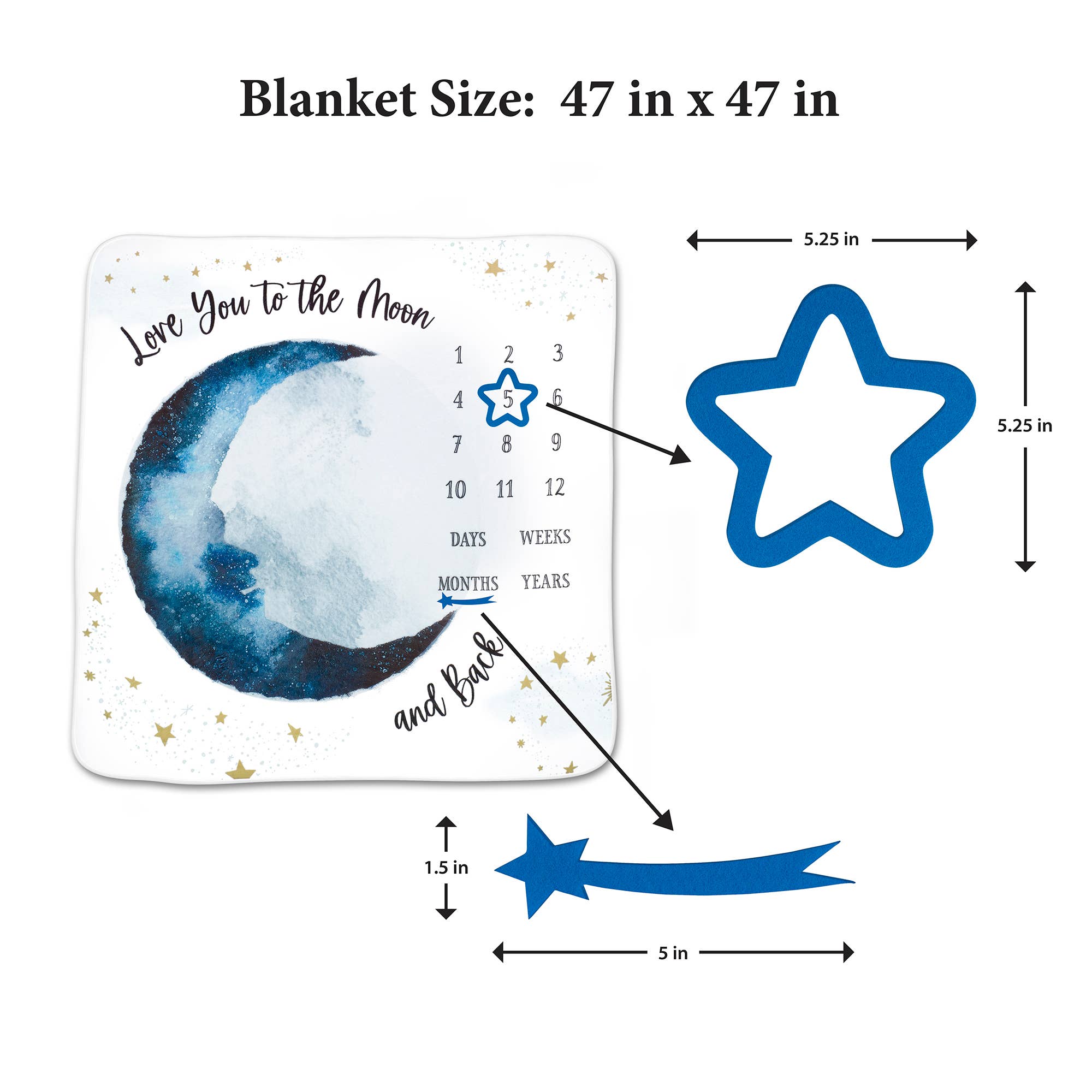 Lillian Rose – Großhandel Meilensteindecke – Kind & Baby – Lillian Rose zum Mond und zurück Baby Meilenstein Decke1