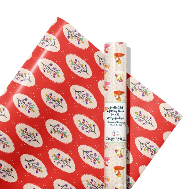 Double Sided Gift Wrap Sheets set of 2 for wholesale by Tracey Wirth Designs