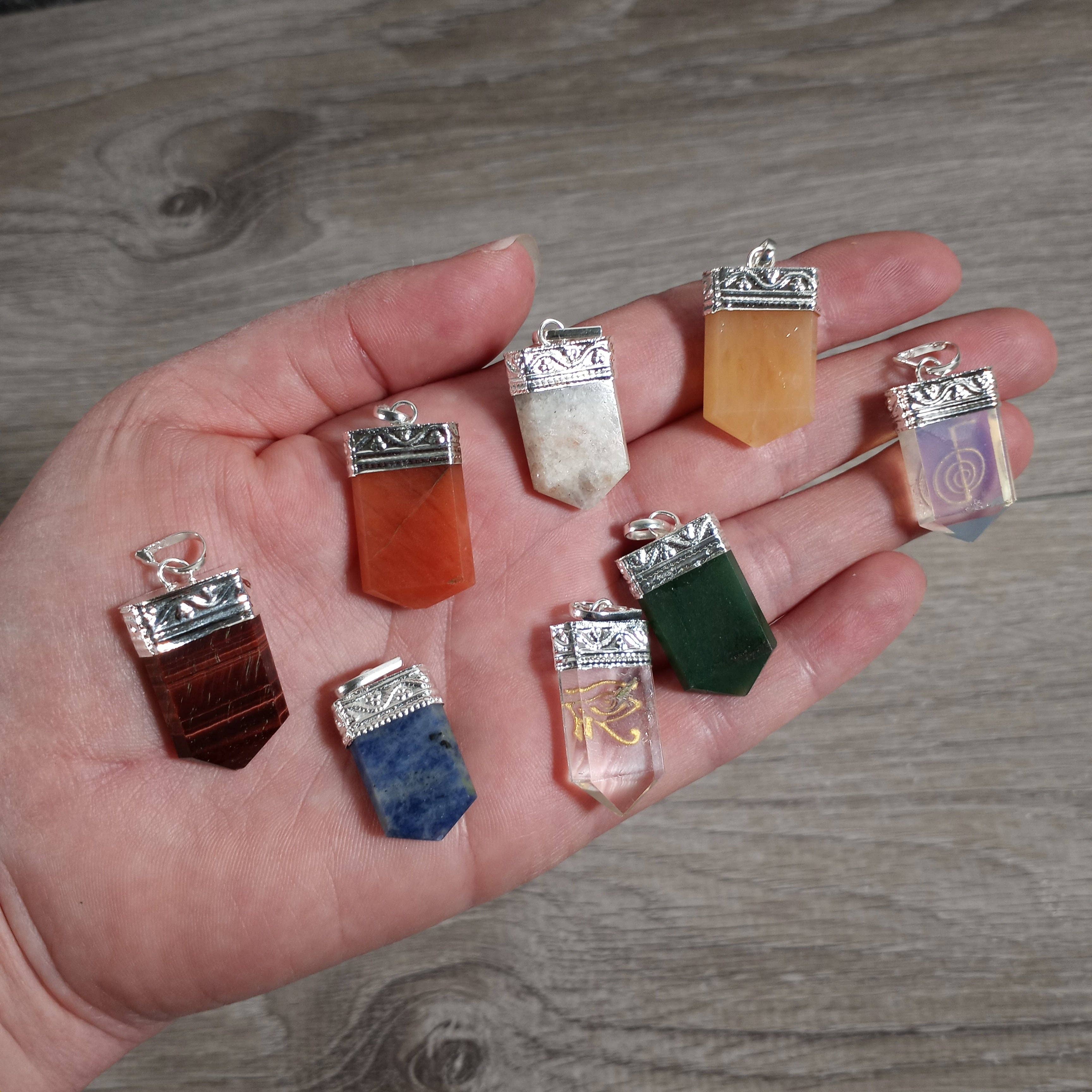 Keystone Crystals - Wholesale Individual Charm/Pendant - Etched Gemstone Pendants Assorted – Silver Pot Metal Setting6