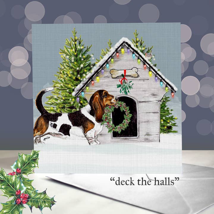 Cartões de Natal Basset Hound - Designs Diferentes para Escolher por atacado de Amber Marie Studio