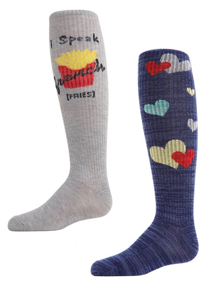 MeMoi I Speak French Fries Girls Knee High Socks 2-Pack for wholesale by Infinity Classics International Inc.
