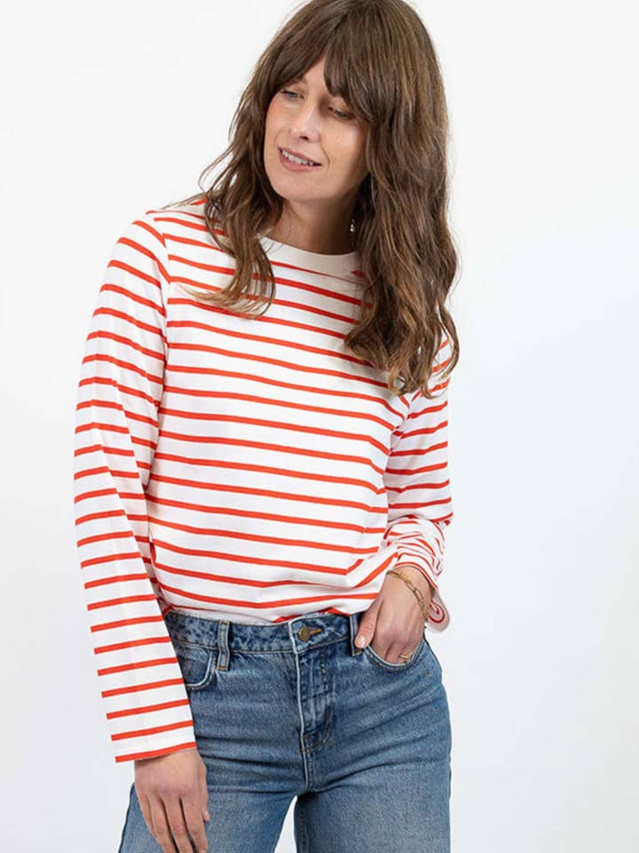 Sonny Middelzwaar Organisch Katoen Rood Breton T-shirt voor wholesale door Ivy