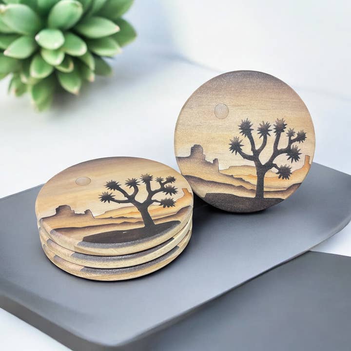 Wood Coaster Set - Desert Gift Shop | Joshua Tree Gift for wholesale by Vintage Adventures