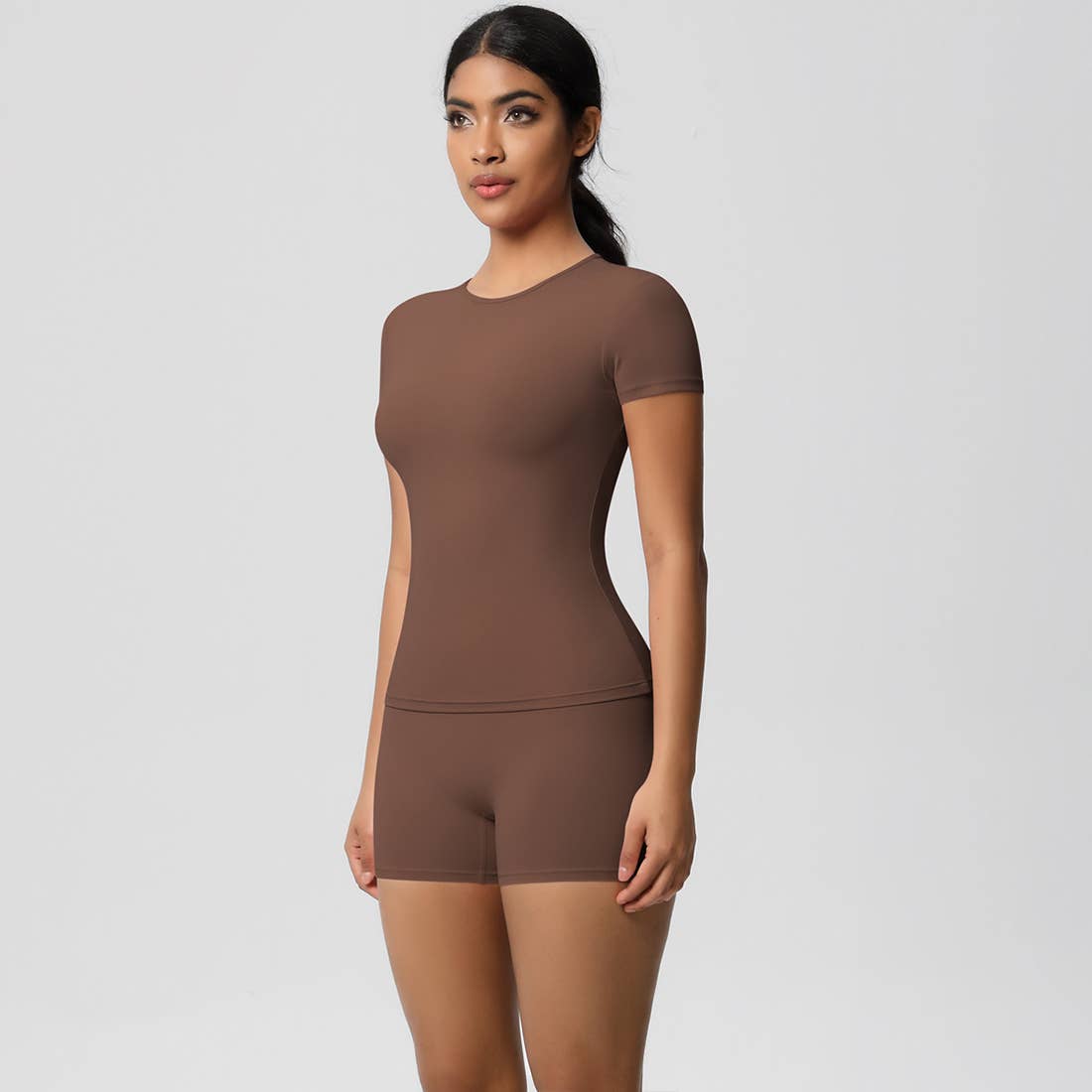 Sodalemon – wholesale Activewear set – Women′s – Women Yoga Set: Quick Dry Breathable Short Sleeve + Shorts1