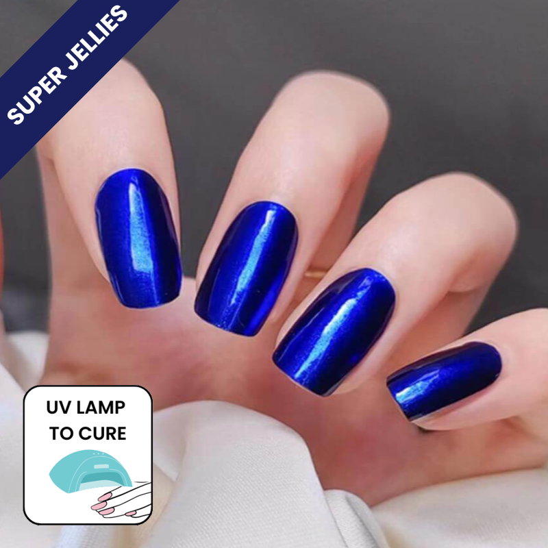 bleu Enveloppements à ongles en gel semi-durci Super Jellies DIY Metals (Blue) en vente sur Faire4