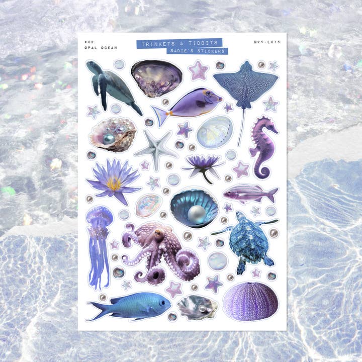 Opal Ocean Treasures • Trinkets & Tidbits Deco Sticker Sheet for wholesale by Sadie's Stickers