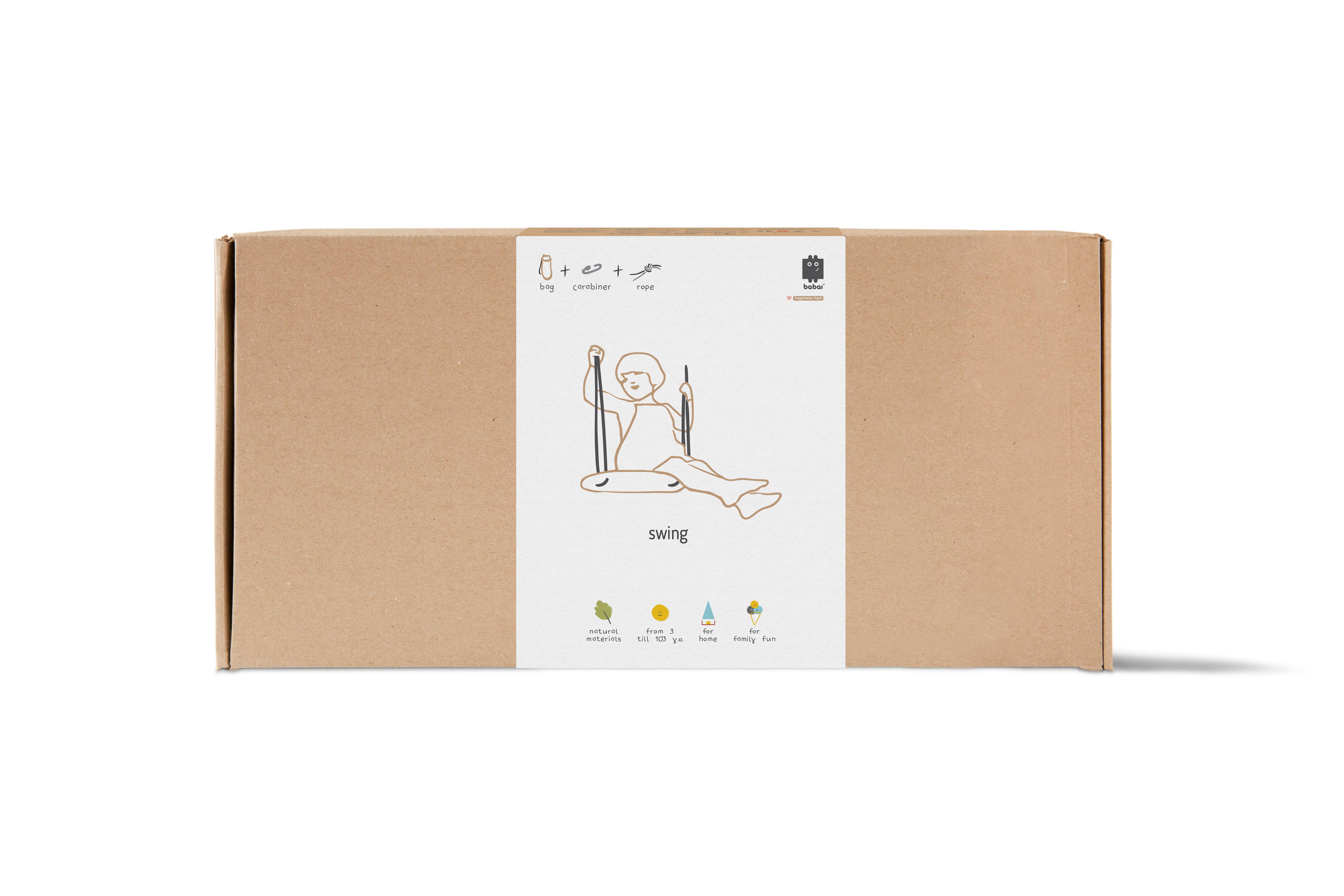 Babai – Großhandel Holzspielzeug – Kinder – Babai Kinder-Holzschaukel mit Baumwollseil2