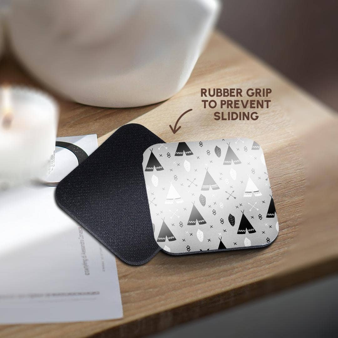 3dRose - Wholesale Coasters - 3dRose, Tribal Teepee Black Gray White, Coaster10