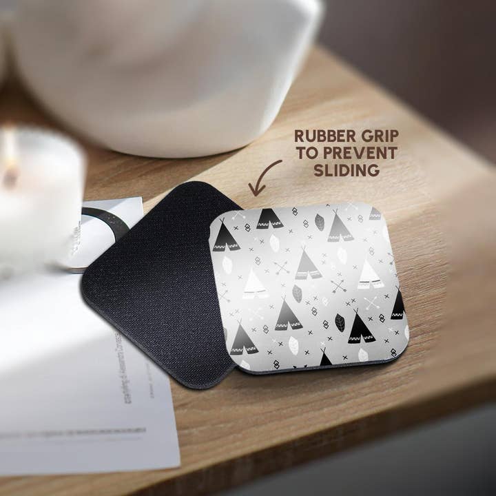 3dRose - Wholesale Coasters - 3dRose, Tribal Teepee Black Gray White, Coaster10