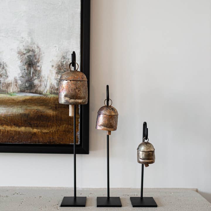 Luxe B Co - Wholesale Decorative Tabletop Object - Vintage Inspired Iron Bell Stands Shelf Styling 2