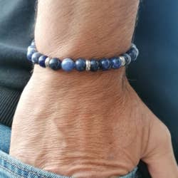 Bracciale da uomo con pietre naturali sodalite - BLU per la vendita all'ingrosso da parte di Siane