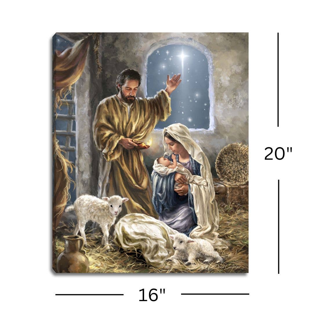 Glow Decor - Venta al por mayor Arte mural navideño - Lienzo de fibra óptica The King is Born 16x201