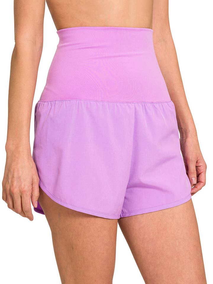 .0720 High Waisted Band Fold Over Running Shorts SI-24101 for wholesale by 42POPS