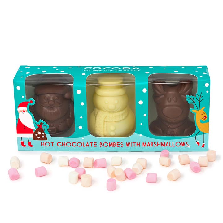 Set of 3 Christmas Character Hot Chocolate Bombes for wholesale by Cocoba