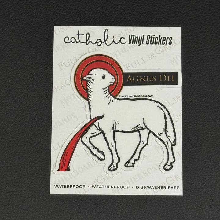 The Retro - a Full of Grace USA Company - Wholesale Sticker - Red Agnus Dei (Lamb of God) Sticker Decal - NEW1