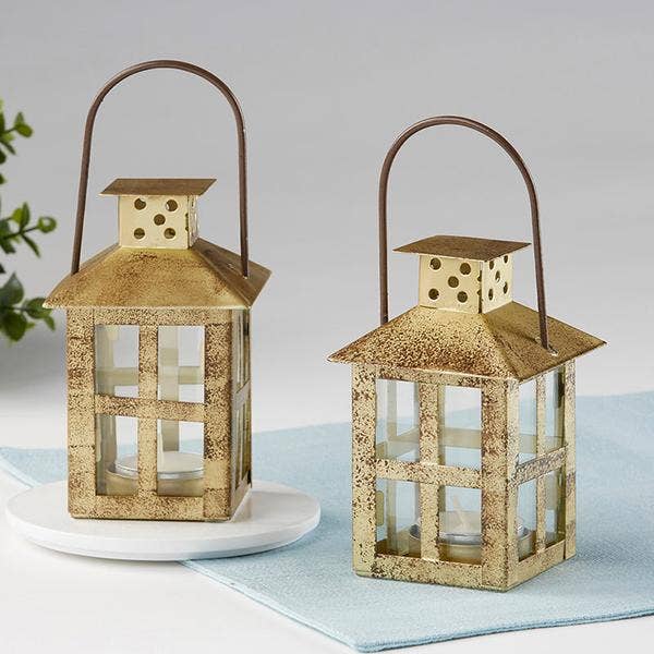 Kate Aspen - Wholesale Lantern - Vintage Antique Gold Distressed Lantern - Small4
