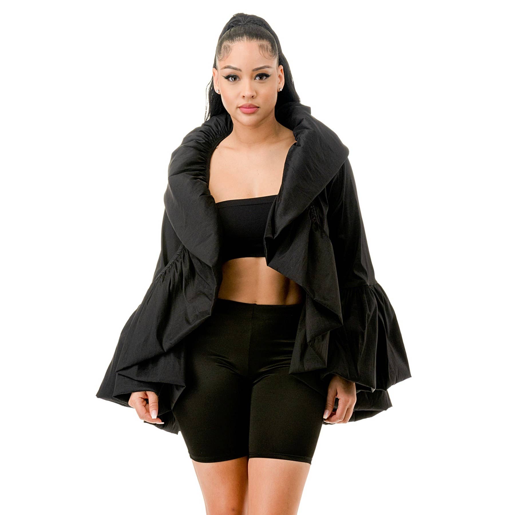 DORCAS – wholesale Jacket – Women's – Long Sleeve Ruffle Detail Jacket Coat3