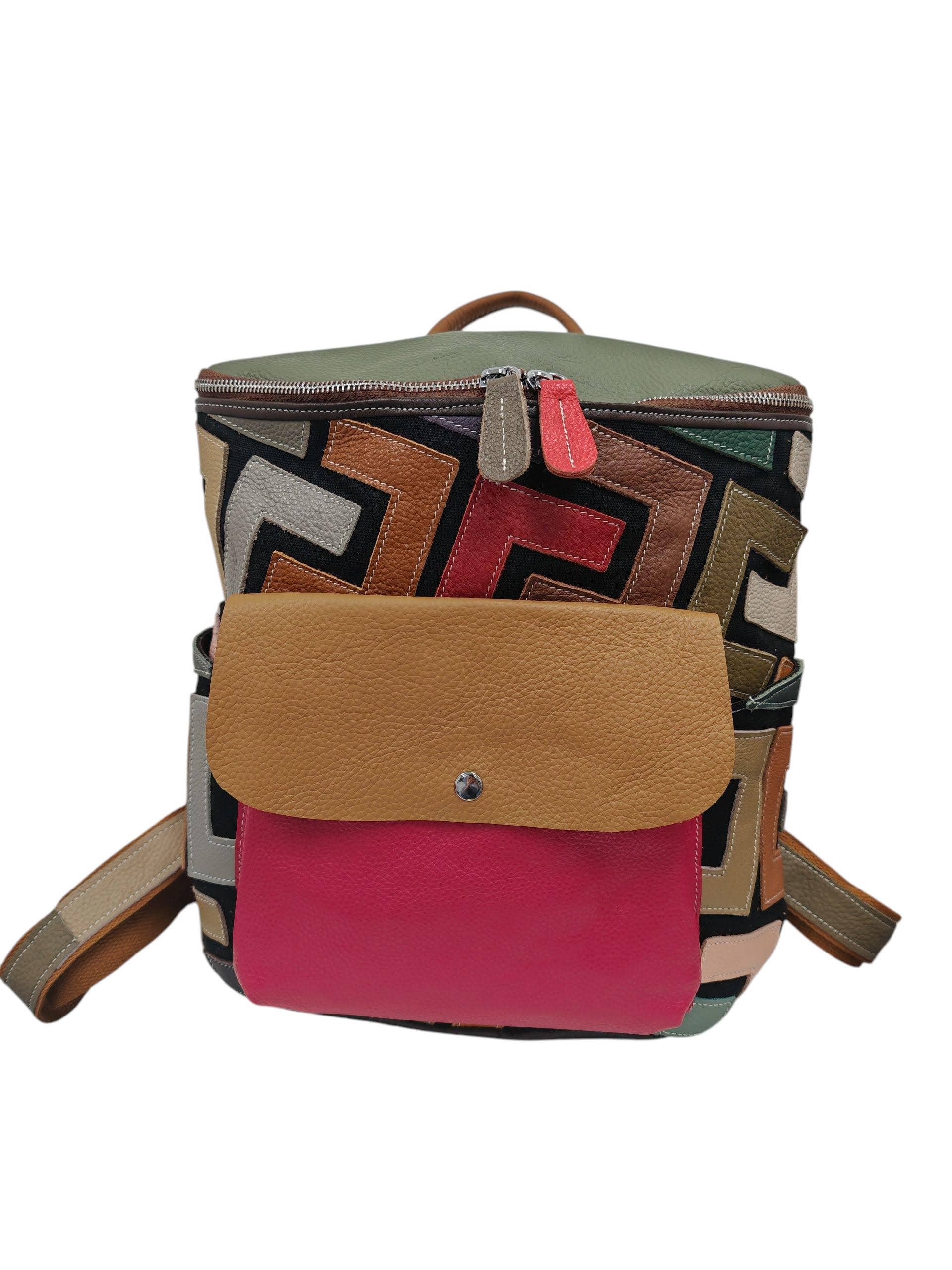 Superbia - Wholesale Backpack - Women's - Hand Made Real Leather Multicolor Patchwork Backpack Bag7