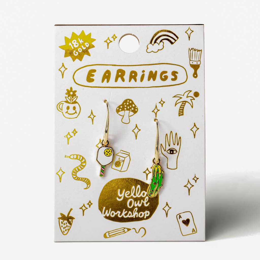 Yellow Owl Workshop – Großhandel Ohrhänger – Pickleball-Ohrringe — Sportlicher Statement-Schmuck in Gold2