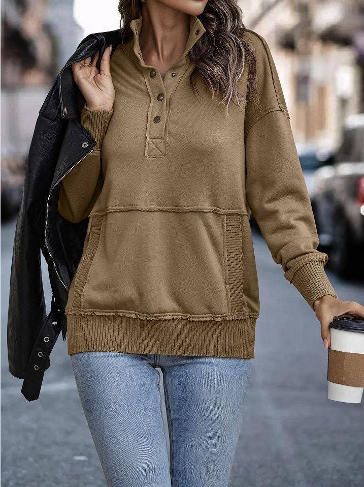 eLook - Wholesale Sweatshirt - Women's - SZ1-SW9112 Exposed Seam Henley Snap Sweatshirt13