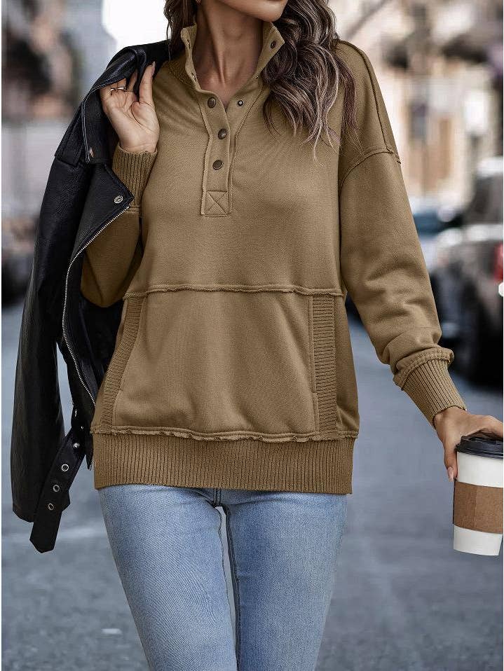 eLook - Wholesale Sweatshirt - Women's - SZ1-SW9112 Exposed Seam Henley Snap Sweatshirt13