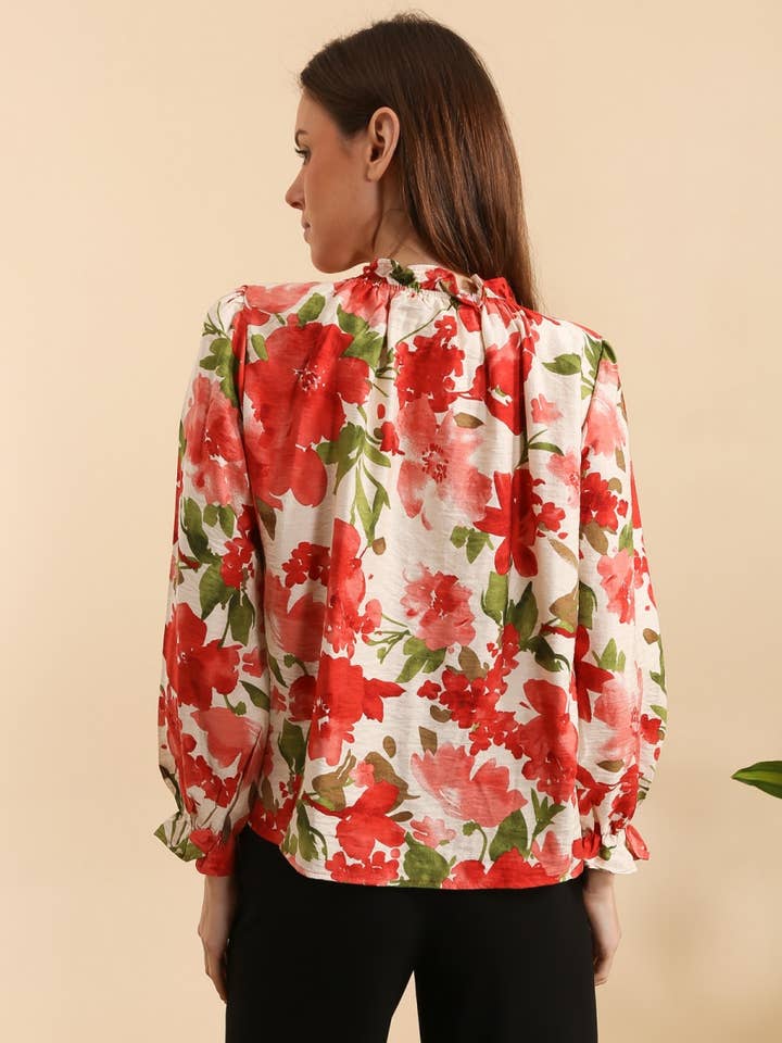 MOOYA - Wholesale Blouse - Women's - Floral long-sleeve blouse - M2012