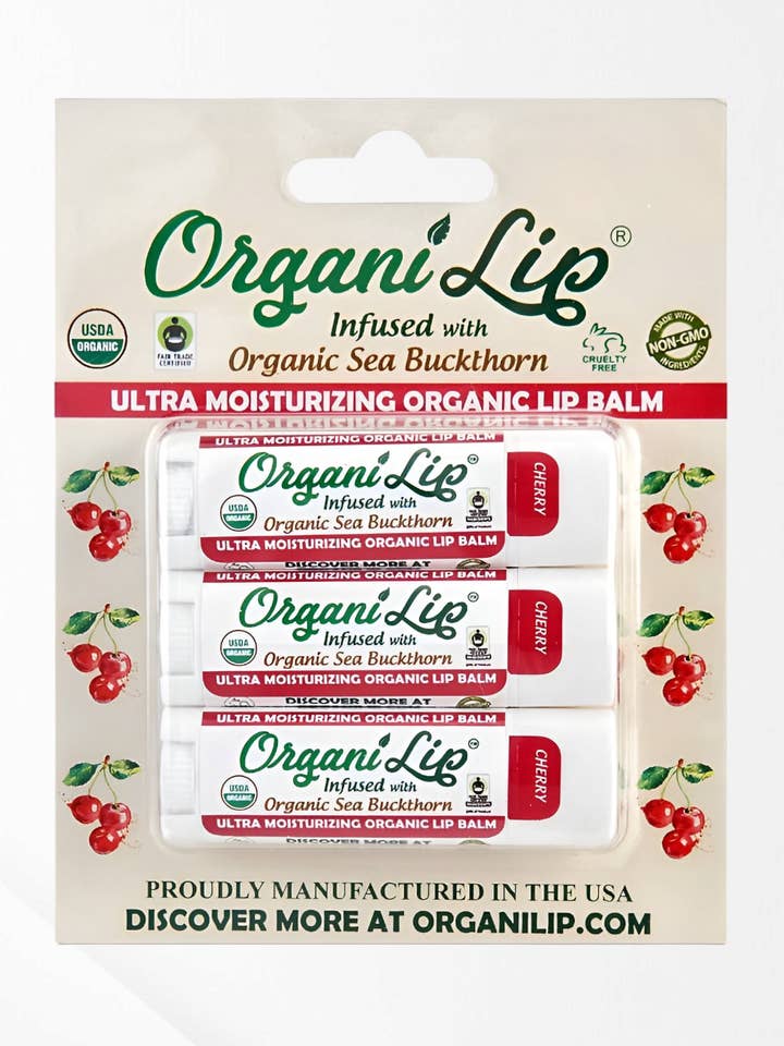 OrganiLip - 3 Pack Cherry Organic Lip Balm for wholesale by OrganiLip