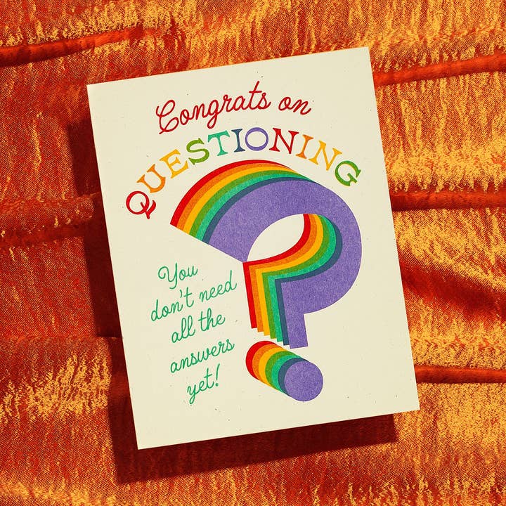Congrats on Questioning - Risograph Greeting Card for wholesale by Bromstad Printing Co.