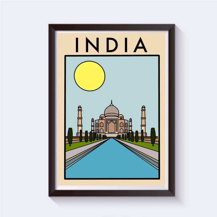 Minimalistisk Indien Travel Print - Fås i 6 størrelser for engroshandel hos 2 Sisters
