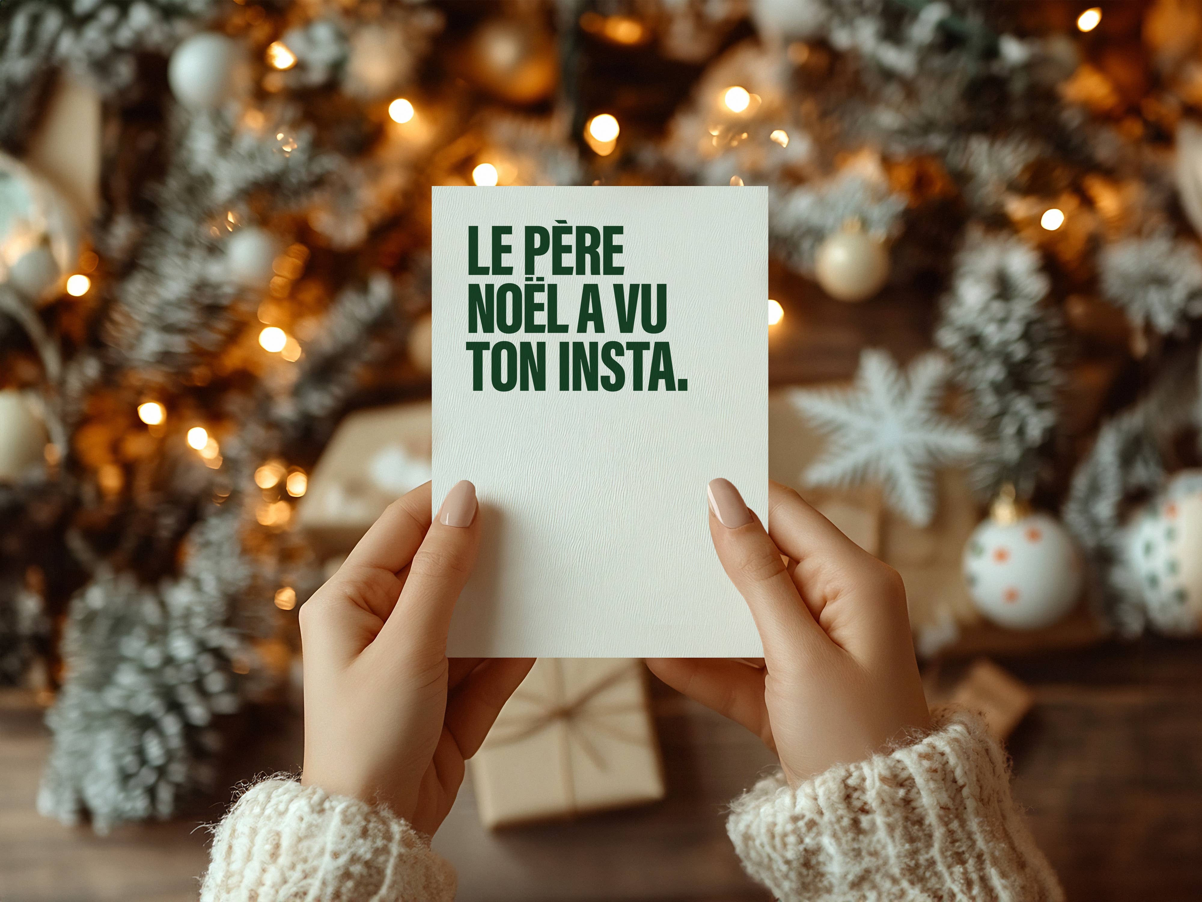 Le shop de Bulma - Vente Cartes de Noël - Carte "Vœux " :  Le père Noël sur insta (+enveloppe)3