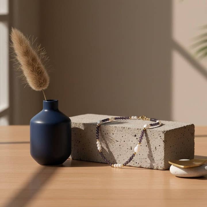 OE! - Wholesale Beaded/Pearl Necklace - CRISTALLI VIOLA - Collana con cristalli e perle1