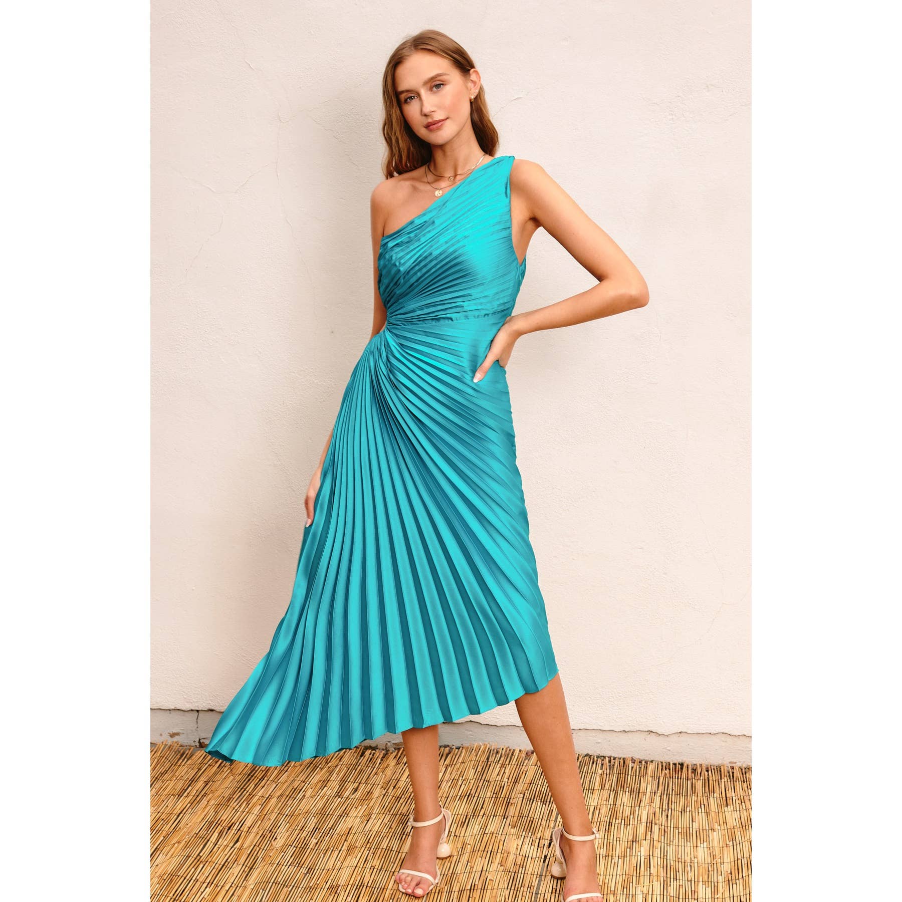 Dress Forum - Wholesale Dress - Women's - Olympia Asymmetrical Pleated Maxi Dress0