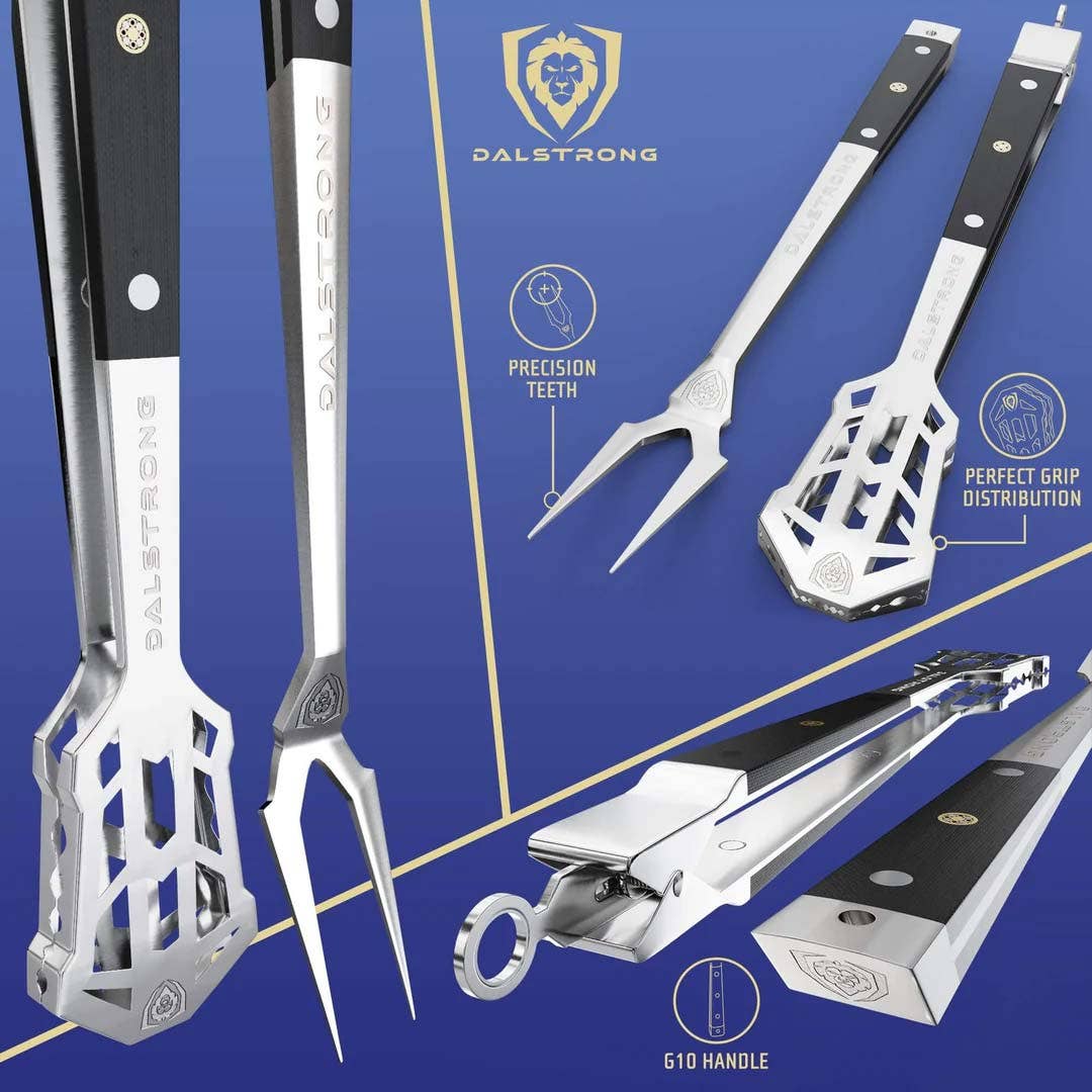 Dalstrong - Wholesale Kitchen/Utility Knife - Tongs, Spatula, Fork, Silicone Brush | 4 Piece Premium Grill Kit | Dalstrong ©2