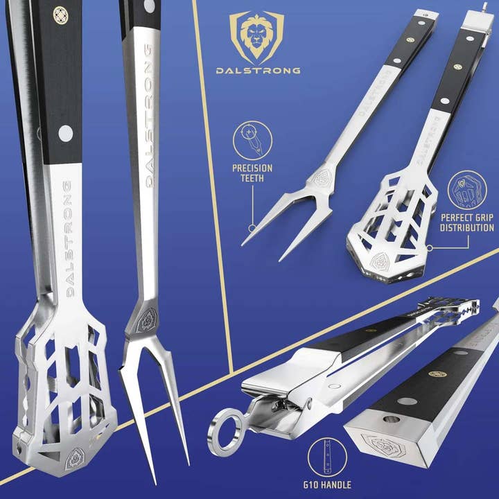 Dalstrong - Wholesale Kitchen/Utility Knife - Tongs, Spatula, Fork, Silicone Brush | 4 Piece Premium Grill Kit | Dalstrong ©2