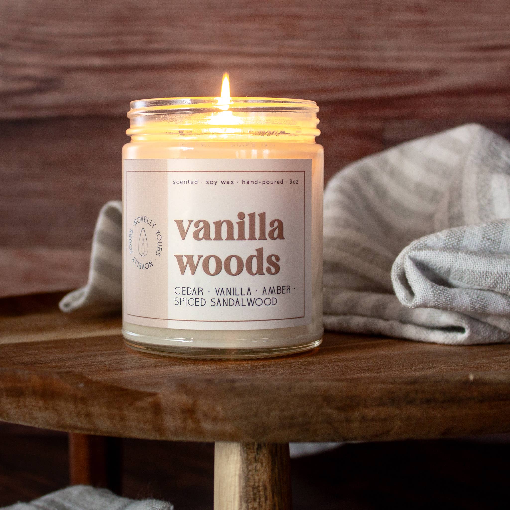 Novelly Yours - Wholesale Jar/Filled Candle - Vanilla Woods Candle | Cozy Cedar Vanilla Scented Candle3