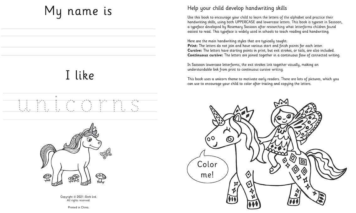 Insight Editions - #1 Pop Culture Publisher - Wholesale Coloring & Activity Book - Kids & Baby - Trace & Learn Handwriting Practice: Unicorn2