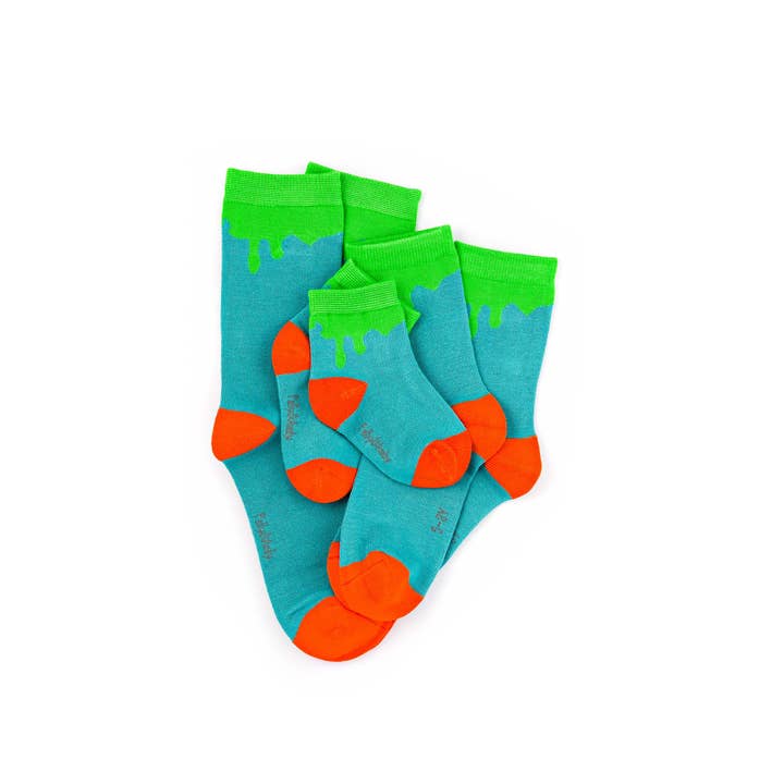 Polly and Andy - Vendita all'ingrosso Calzini - Bambini - Calzino in Bambù con Goccia di Vernice Verde (punta senza cuciture) - Bambini1