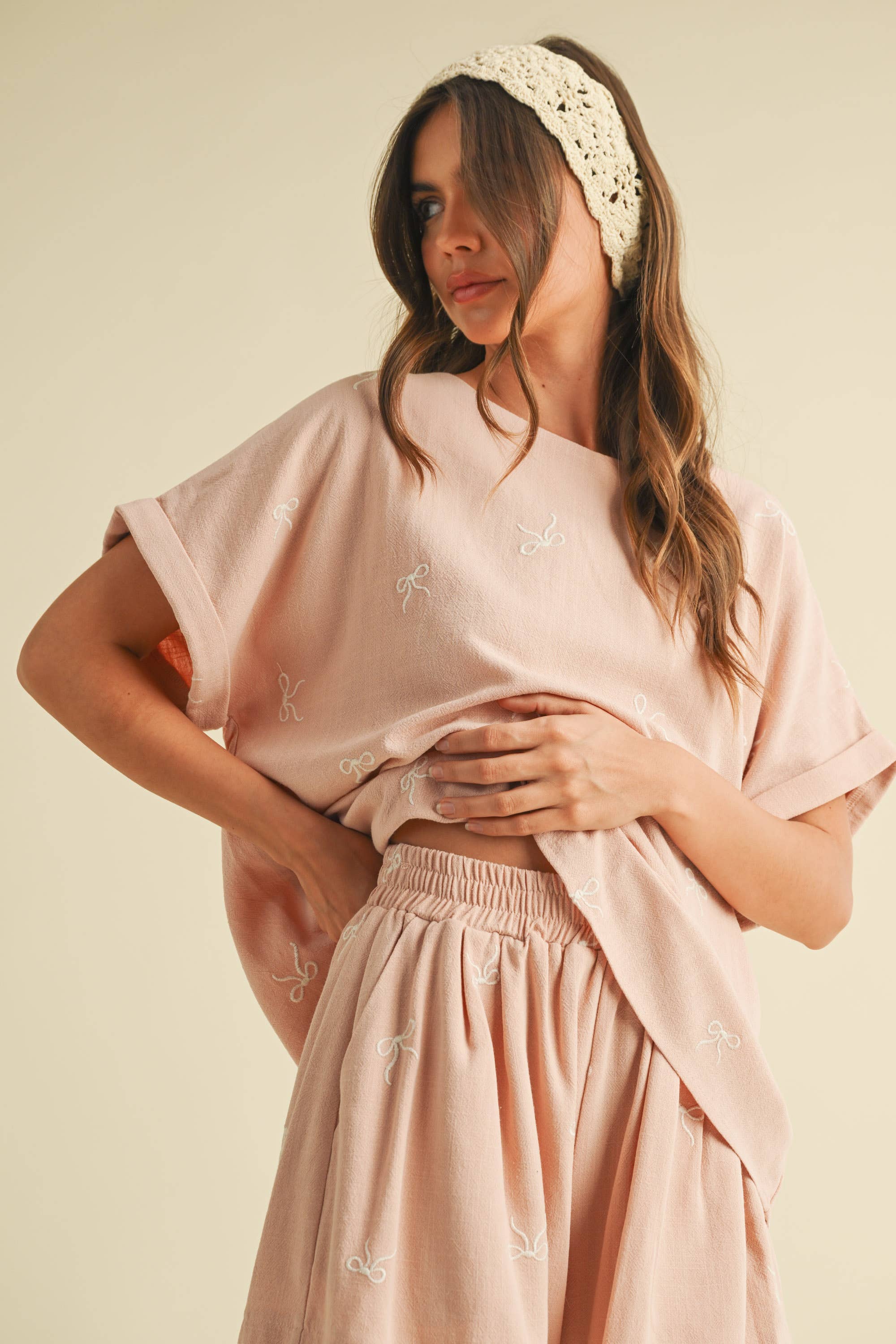 Klesis - Wholesale Top & Short Set (NOT Loungewear) - Women's - IST1598-H OVERSIZED SHORT SLEEVE TOP WITH BELTED SHORTS SET3