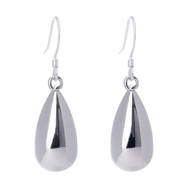 Puffed Droplet Earrings in Silver for wholesale by Edgy Petal Jewelry