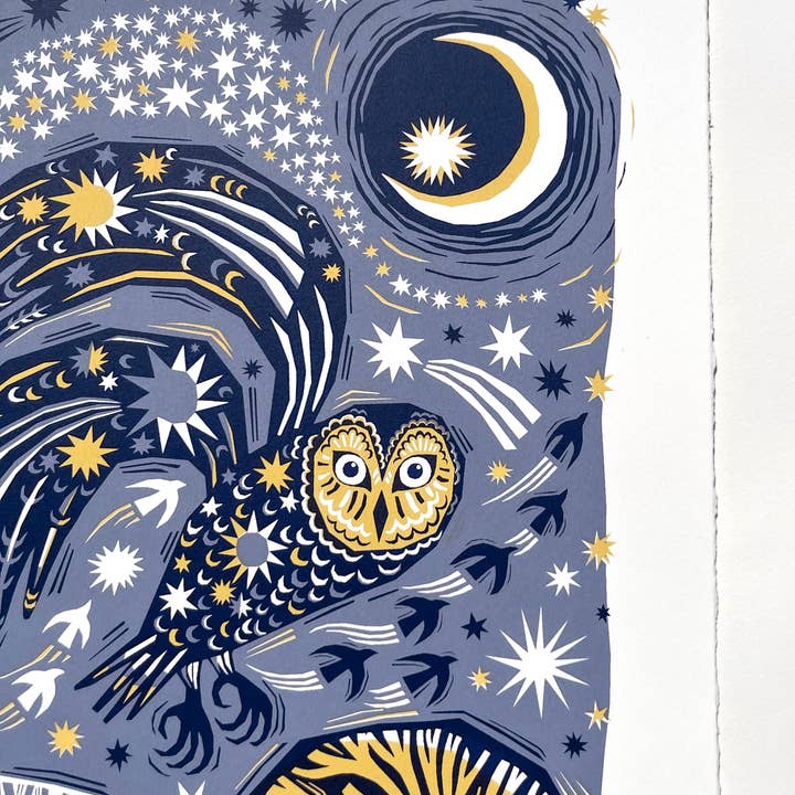 Folded Forest – wholesale Art print – Midnight Owl - Limited Edition Screen Print2