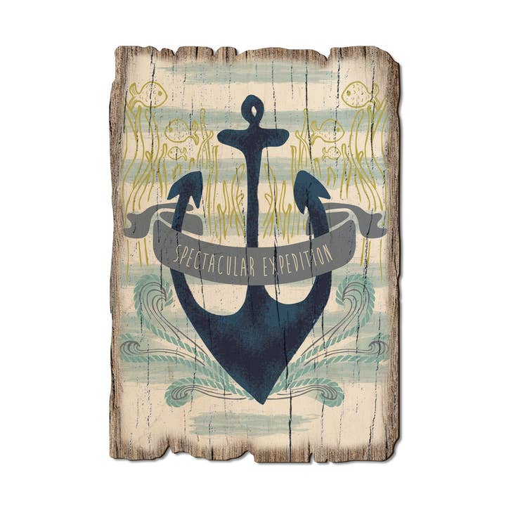 Nautical Expedition Anchor - Wood Rustic Postcards & Magnets for wholesale by DaydreamHQ