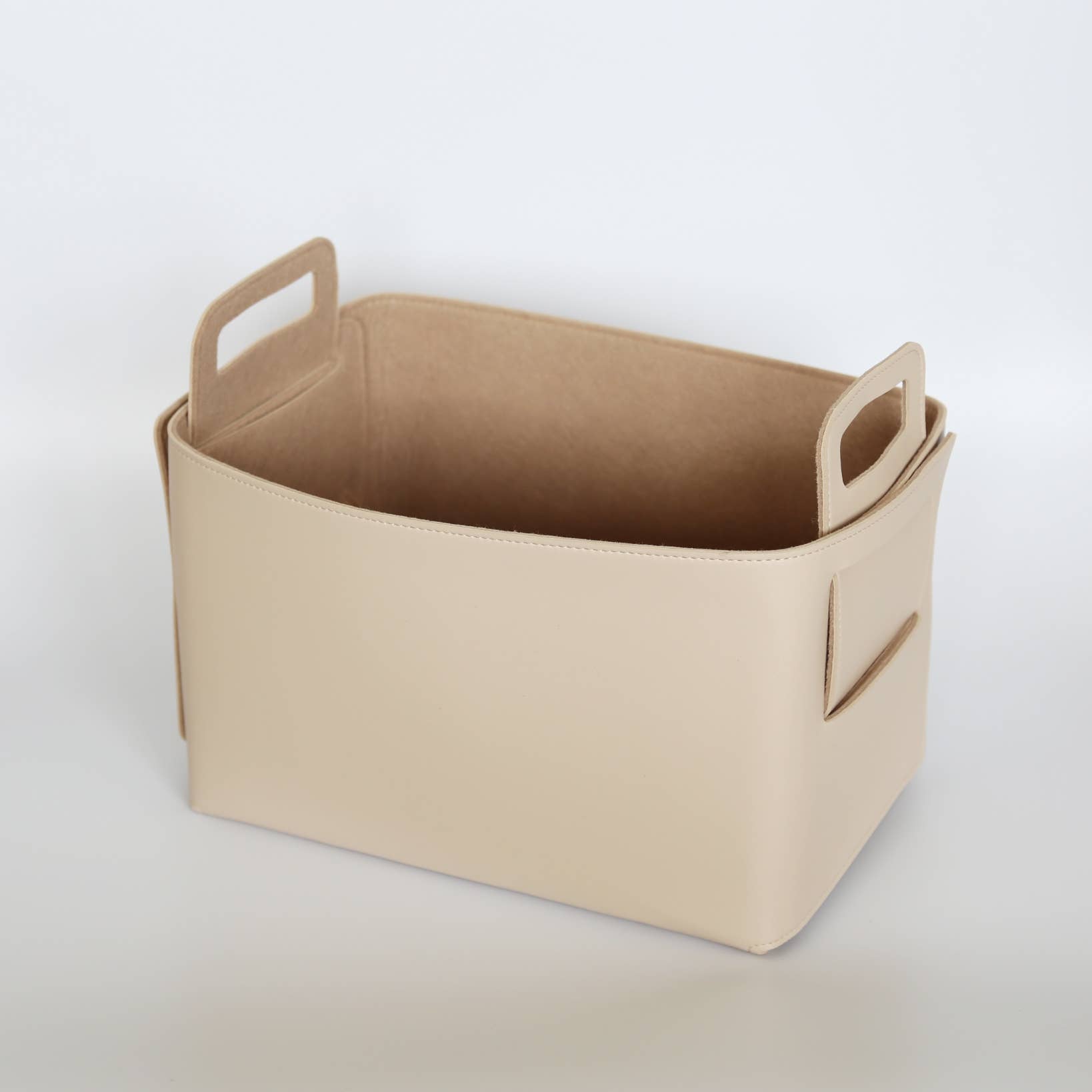 Zora Botanica – wholesale Storage Bin – Vegan Leather and Felt Storage Basket, Large0
