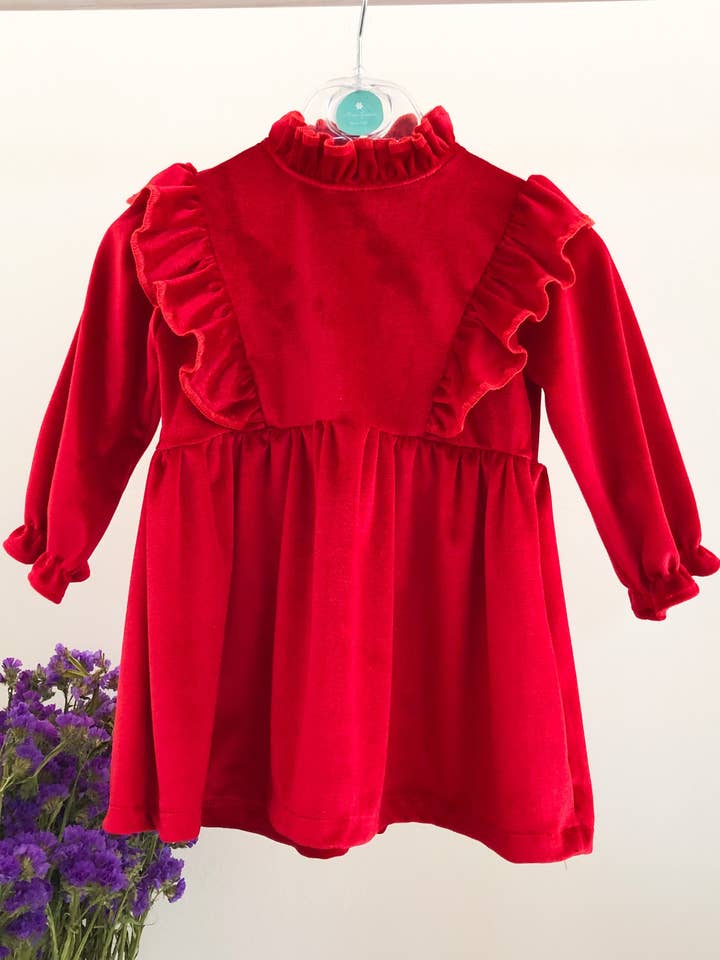 Robe en Velours Rouge pour la vente par Maria Jasmim Baby & Child